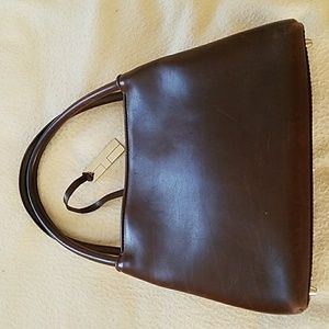 Vintage Testoni brown leather handbag, small tote.  Nice vintage condition.  Top